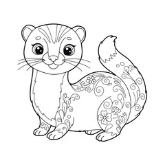 Ferret Outline – Minimalist Line Art of a Playful Ferret for Pet, Wildlife, and Nature Design Projects

