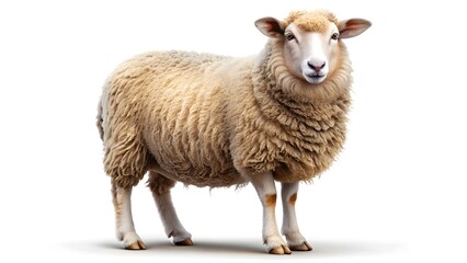 Realistic Sheep with Natural Textures on White