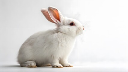 Cute White Rabbit Isolated on White