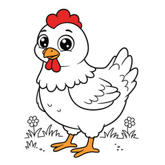 Hen Outline – Minimalist Line Art of a Farm Hen for Poultry, Nature, and Rural Design Projects

