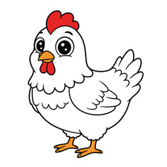 Hen Outline – Minimalist Line Art of a Farm Hen for Poultry, Nature, and Rural Design Projects

