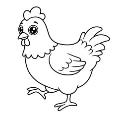 Hen Outline – Minimalist Line Art of a Farm Hen for Poultry, Nature, and Rural Design Projects

