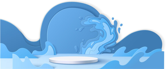 3d Blue Water Podium