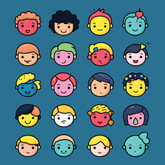 Cute Cartoon Kids Avatars Collection in Colorful Style
