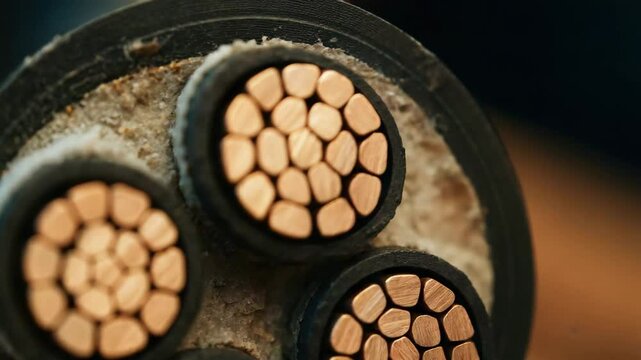 Copper wire cable in industrial power plant ensures efficient electrical conductivity and power transmission for high voltage energy supply