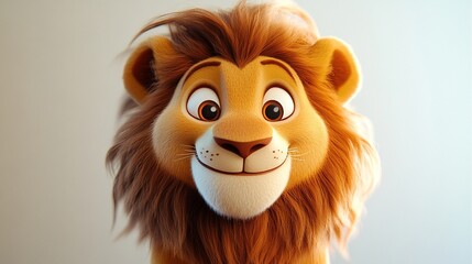 Smiling, cartoon lion portrait