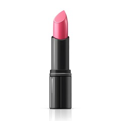 Obraz premium Professional Realistic Pink Lipstick with Reflection Isolated on White Background for Makeup Products Promotion