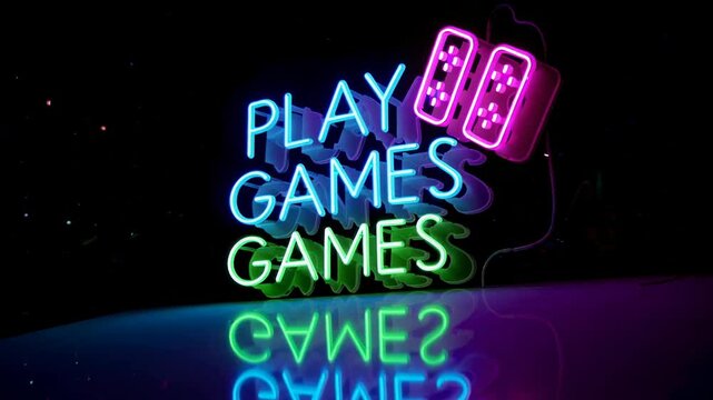 Exciting Gaming Neon Sign with Glowing Controller