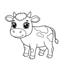 Cow Outline – Minimalist Line Art of a Farm Cow for Agriculture, Nature, and Dairy Design Projects

