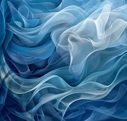 Obraz premium Abstract Blue Fluid with White Highlights and Flowing Motion