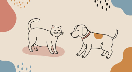 Playful Minimalist Illustration of animals, Animal Art for Trendy Decor

