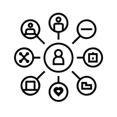 Fototapeta premium Networking line editable icon set. Containing network,relationship, online networking, community, events, social network and more. vector illustration. Minimal Teamwork in business management icon set