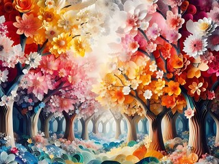 fantasy landscape with flowers