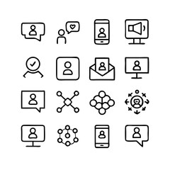 Networking line editable icon set. Containing network,relationship, online networking, community, events, social network and more. vector illustration. Minimal Teamwork in business management icon set