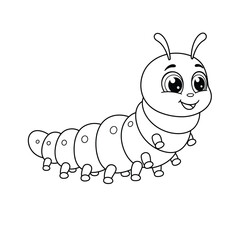 Caterpillar Outline – Minimalist Line Art of a Crawling Caterpillar for Nature, Insect, and Educational Design Projects

