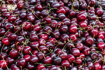 red cherries background