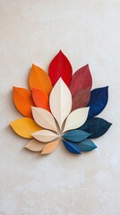 Colorful Leaf Arrangement on Neutral Background