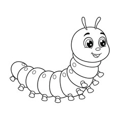 Caterpillar Outline – Minimalist Line Art of a Crawling Caterpillar for Nature, Insect, and Educational Design Projects

