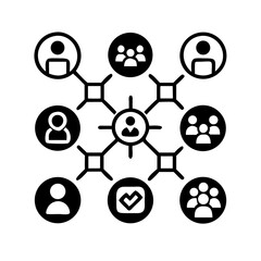 Obraz premium Networking line editable icon set. Containing network, connections, relationship, online networking, community, events, social network and more. vector illustration. Line icons about social media.
