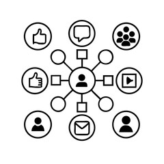 Networking line editable icon set. Containing network, connections, relationship, online networking, community, events, social network and more. vector illustration. Line icons about social media.