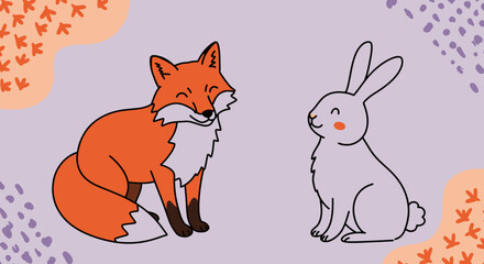 Playful Minimalist Illustration of animals, Animal Art for Trendy Decor

