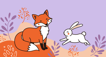 Playful Minimalist Illustration of animals, Animal Art for Trendy Decor

