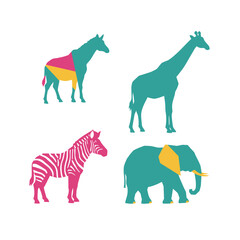 Playful Minimalist Illustration of animals, Animal Art for Trendy Decor

