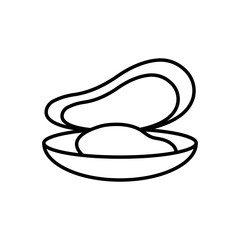 Mussel vector outline icon. Can be used for any platform action promotion and advertising mockup. Isolated symbol sign used for: mobile, app, design, web, dev, ui, ux, gui. EPS 10. For your design.