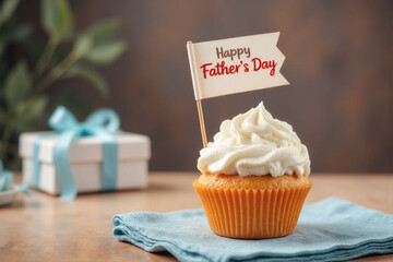 cupcake with a happy fathers day flag on top