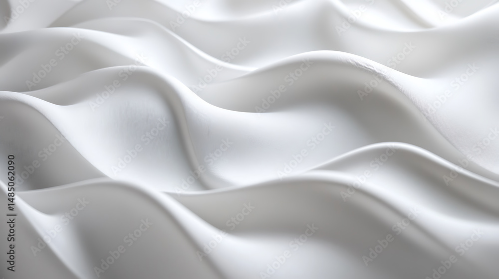 Poster abstract white waves surface texture background design elegant smooth curve wavy silk fabric clean b
