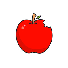 bite bitten red apple vector illustration