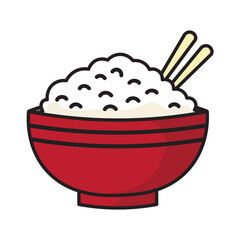 vector illustration of a bowl rice and chopstick