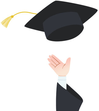 Hand Throwing Graduation Cap Illustration