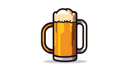 Beer Mug Icon Flat Vector Illustration: Perfect for Bar Menus, Brewery Logos, and Beer Festivals Promotions