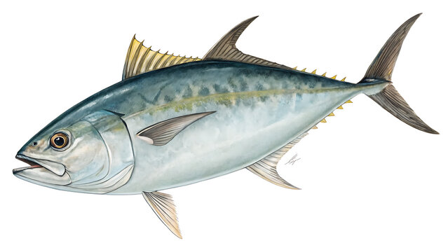   kingfish fish isolated on white background PNG. AI GENERATED
