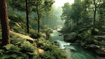Forest stream scene