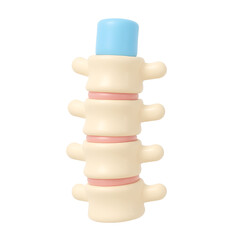 3D Vertebrae Spine Segment in Cartoon Style
