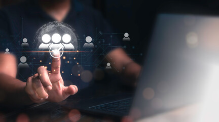 HR Manager Recruits People for Selected Employment. HR Management, Customer Relationship Management, Recruitment Consultant, Headhunter, Recruitment Agency, HR Management Concept.