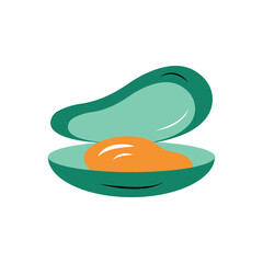 Mussel vector colored icon. Can be used for any platform action promotion and advertising mockup. Isolated symbol sign used for: mobile, app, design, web, dev, ui, ux, gui. EPS 10. For your design