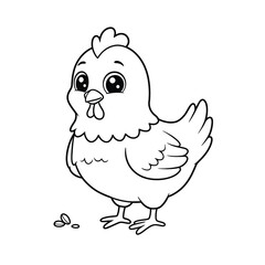 Hen Outline – Minimalist Line Art of a Farm Hen for Poultry, Nature, and Rural Design Projects

