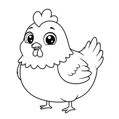 Hen Outline – Minimalist Line Art of a Farm Hen for Poultry, Nature, and Rural Design Projects

