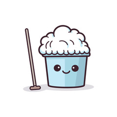 elegant illustration of bucket with mop
