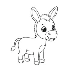 Donkey Outline – Minimalist Line Art of a Friendly Donkey for Farm, Nature, and Animal Design Projects

