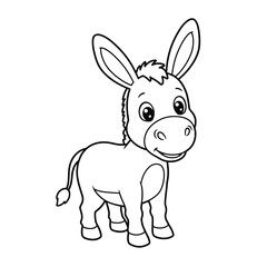 Donkey Outline – Minimalist Line Art of a Friendly Donkey for Farm, Nature, and Animal Design Projects

