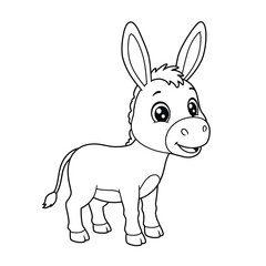 Donkey Outline – Minimalist Line Art of a Friendly Donkey for Farm, Nature, and Animal Design Projects

