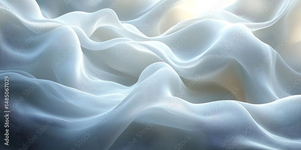 Poster abstract white wavy fabric texture background design smooth flowing material soft cloth with light a
