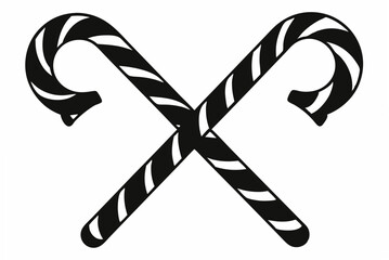 2 cross candy cane  silhouette