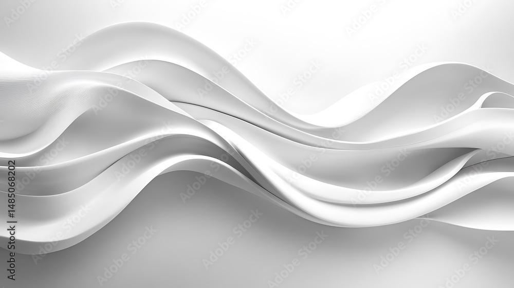 Poster abstract white wavy lines background smooth elegant silk fabric texture modern minimalist design sop