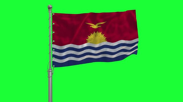Kiribati 3D 4K Flag Realistic Waving in the Wing Insolated Green Screen
