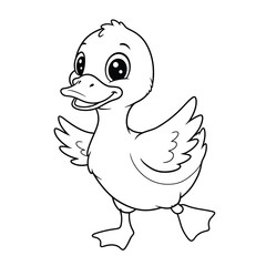 Duck Outline – Minimalist Line Art of a Waterfowl Bird for Nature, Farm, and Educational Design Projects

